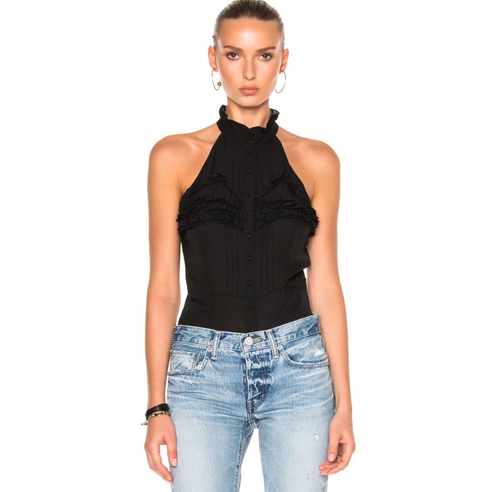 fleur du mal Ruffle Front Bodysuit XS